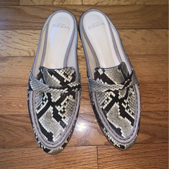 Alexandre Birman Snakeskin Python Mules Flats Shoes 39